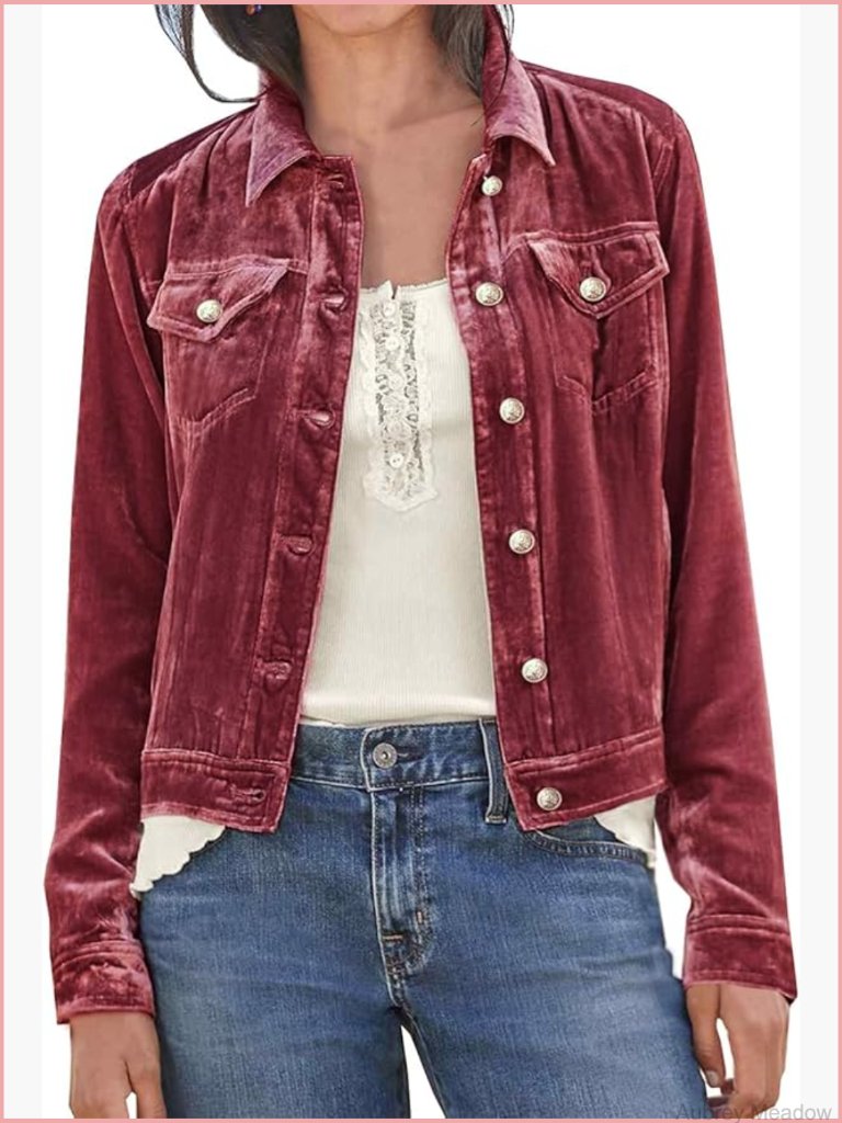 Long Sleeve Velvet Cardigan Coat With Pockets Loose Fit